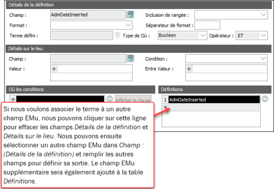 Détails de la définition